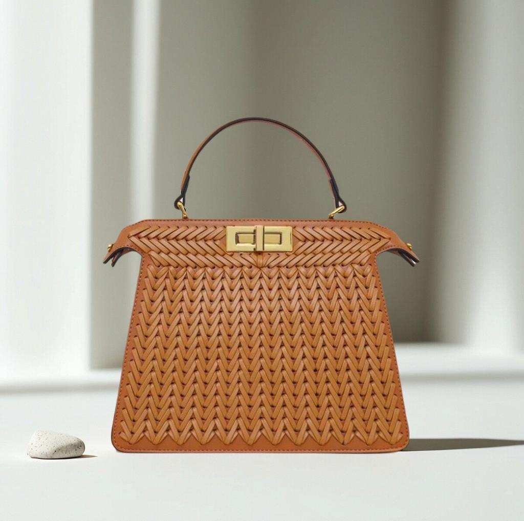 Premium Sense Niche Portable Woven Bag Lock Small Square Bag Women'S Shoulder Messenger Bag Bag