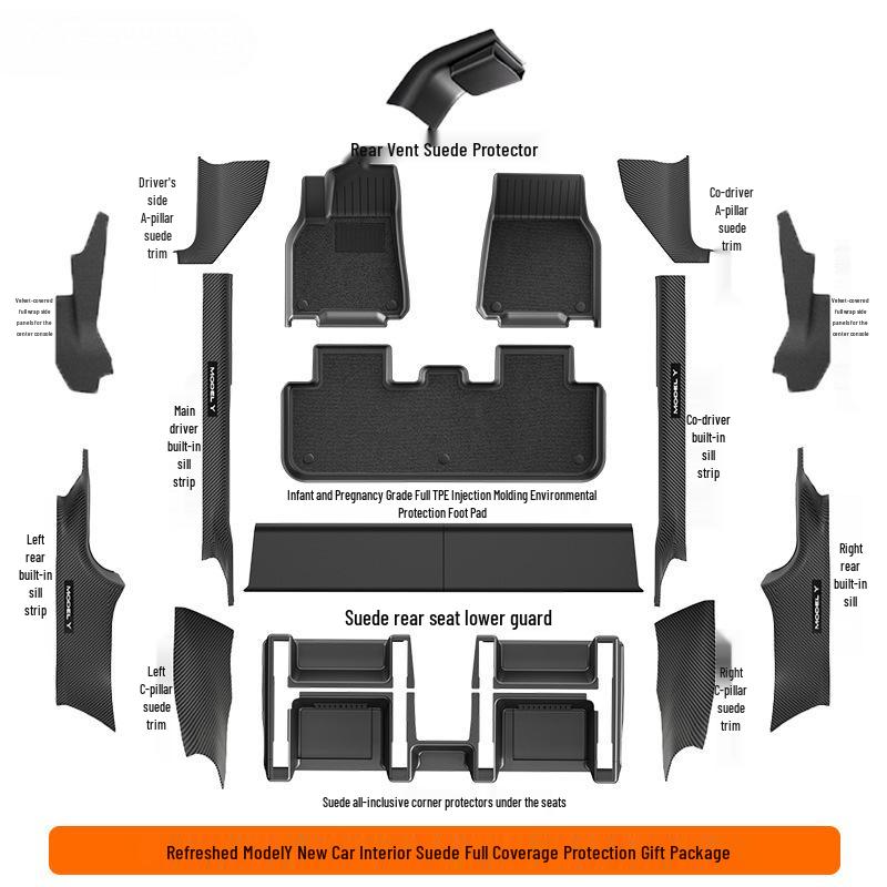 Tesla Model Y/3 Refurbished Accessories Gift Set: Interior Floor Mats & Storage Modifications