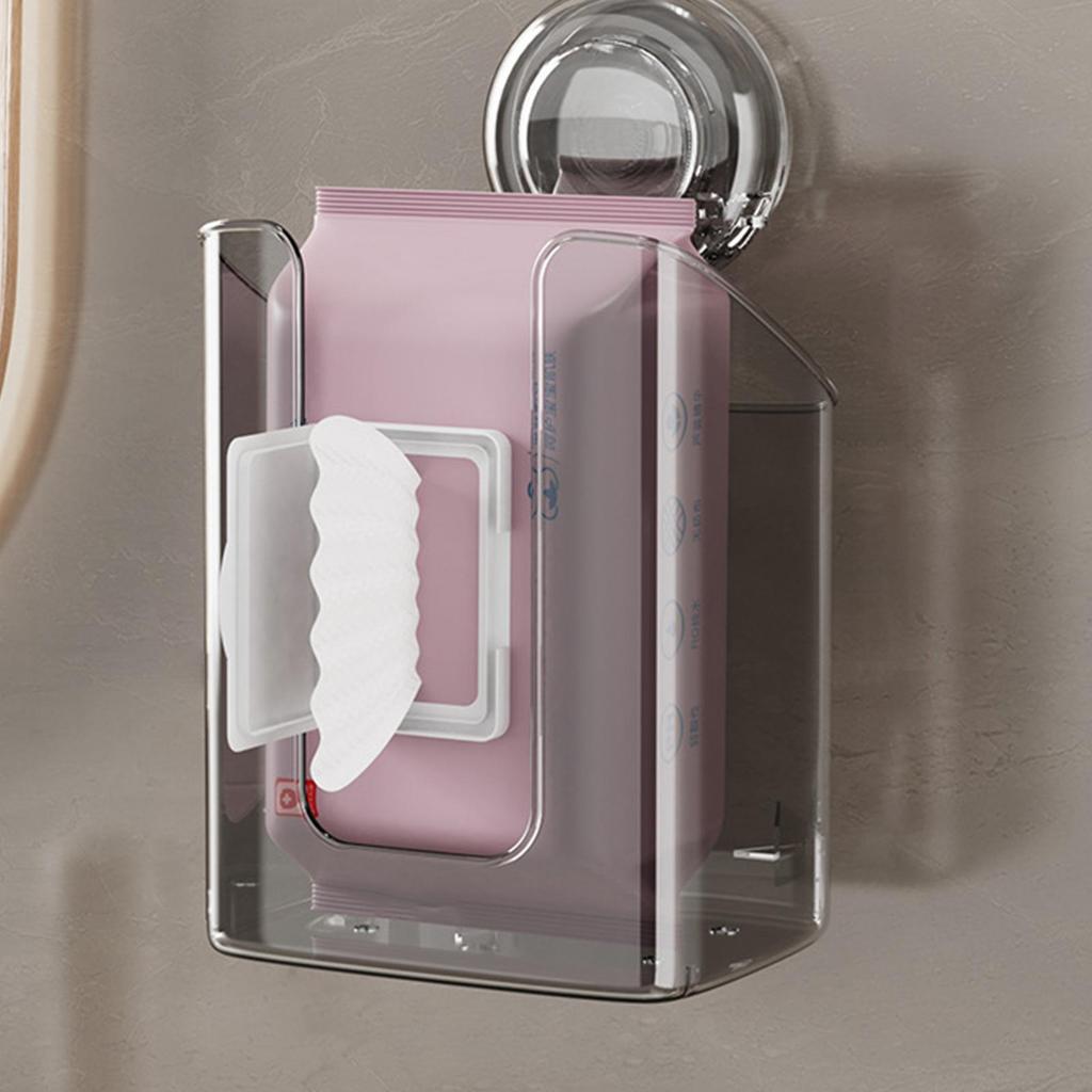 Wall Mounted Wet Wipes Dispenser Suction Cup Wall Mounted Tissue Box Holder Flushable Multifunction Wipe Containers Refillable