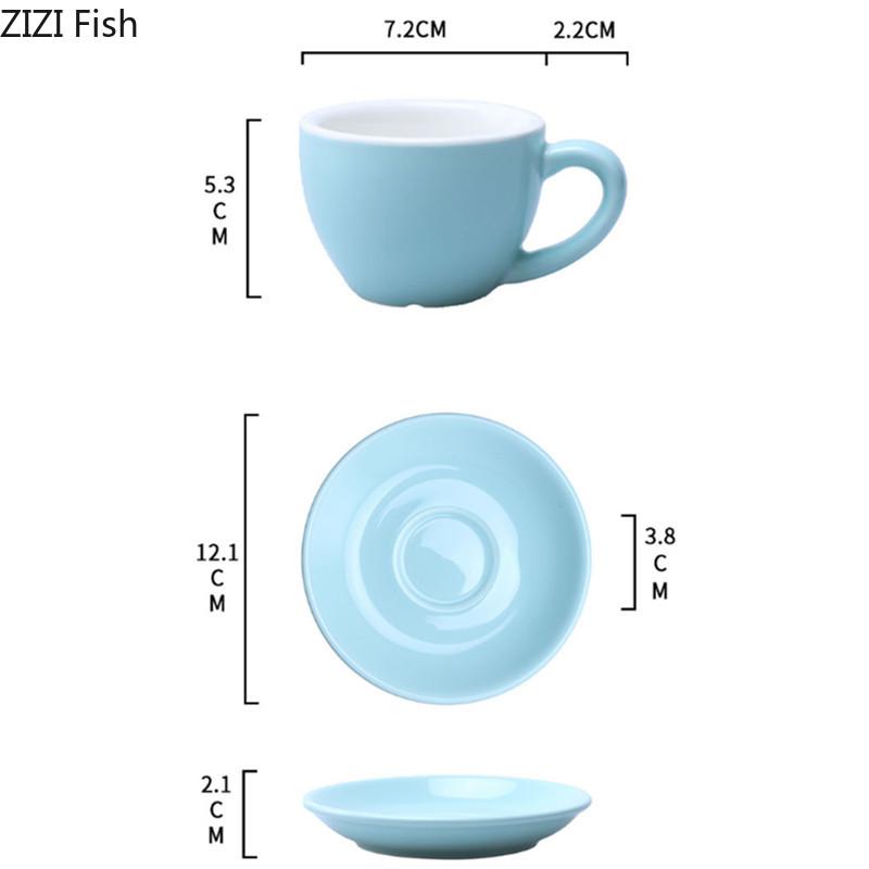 Taza Mini de Cerámica de 75ml Taza para Leche de Desayuno Juego de Taza y Platillo para Espresso de Restaurante de Hotel Italiano Decoración del Hogar Suministros de Cocina Vajilla
