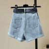 Mode Allgleiches Blau Frauen Breite Bein Jeans Schlanke Hohe Taille Denim Shorts Hosen Lose Beiläufige Shorts