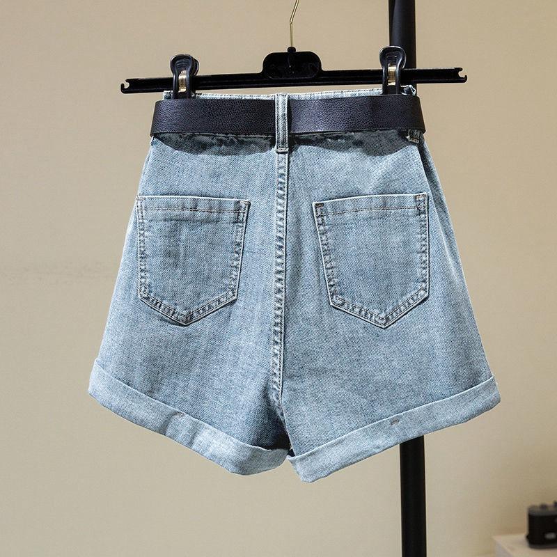 Pants Classic and Minimalist Fashion Versatile High-waisted Women Loose Summer Thin Rolled A-line Wide-leg Denim Shorts Individuality and Trendiness