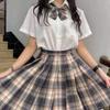 Ash Women's Academy Style Sailor Suit: Short Sleeve JK Student Uniform with Genuine Pleated Short Skirt