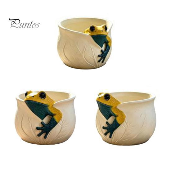 Versatile Gardening Gift for Women 3D Frog Planter, Cute Animal Plant Pot with Leaf Vein Weather Resistant Planter Outdoor Garden Textures, Decorative
