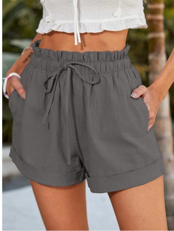 

2025 Women s Bud Waist Drawstring Shorts: Lightweight, Rolled Hem, Breathable, Casual 4XL сірий колір
