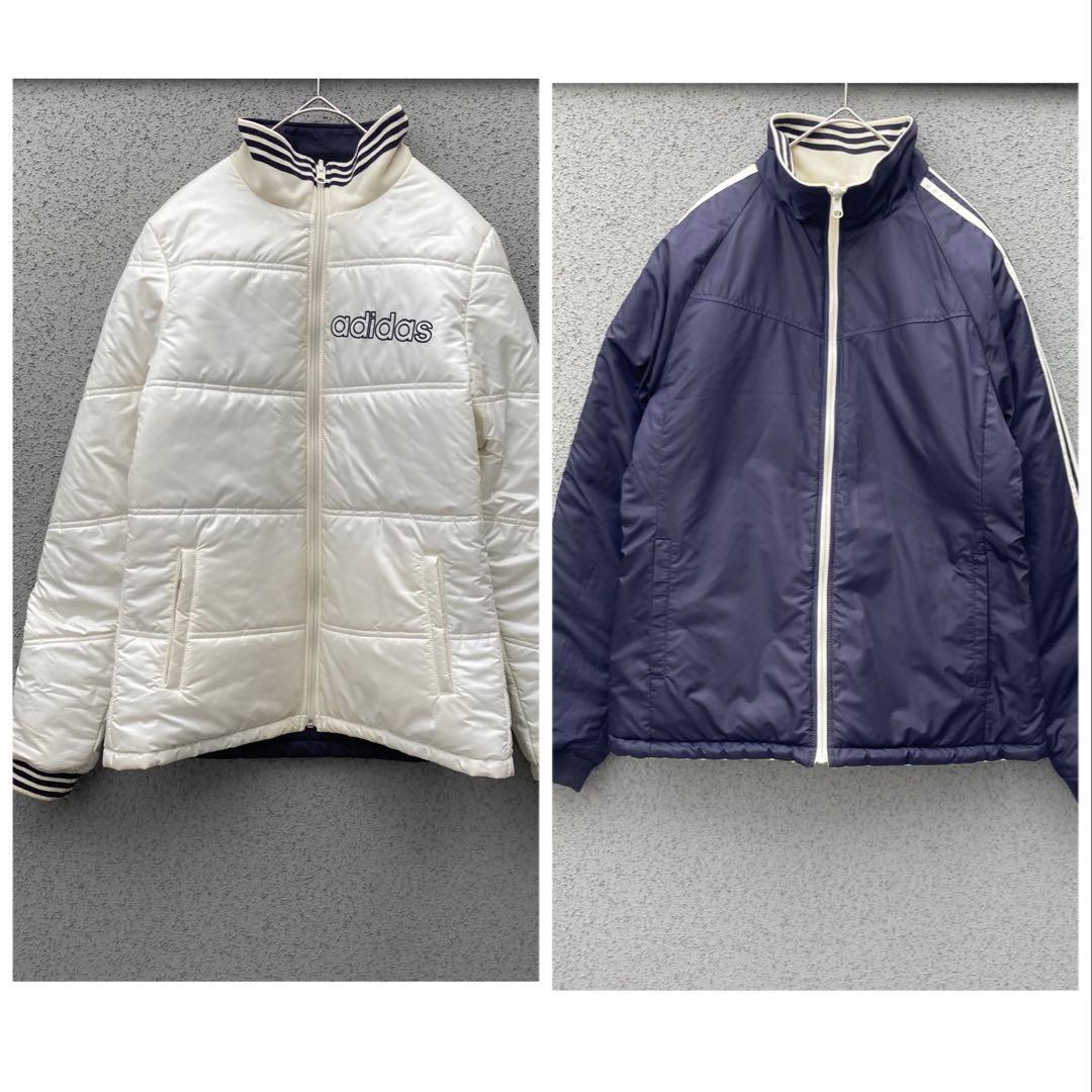 

[Б/У] Куртка Adidas средней плотности с утеплителем, Двусторонняя, Белая и Темно-синяя