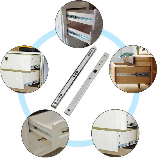 Metal 12 Inch Drawer Slides, Ball Bearing Two Way Slide Track Rail 0.7 Inch Wide 1 Pair