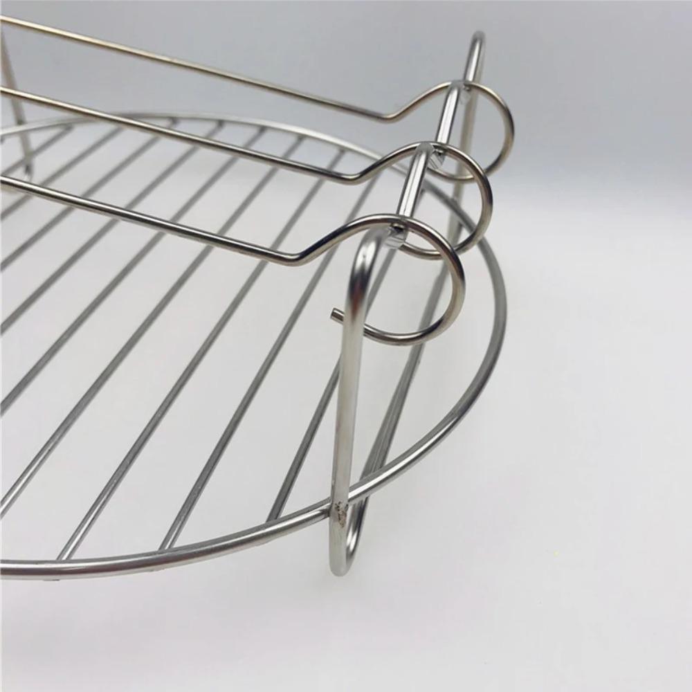 6/7/8 Inch Tray Baking Air Fryer Rack Kitchen Grill Holder Air Fryer Accessories Baking Tray Double Layer Round Barbecue Rack