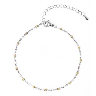 Fluorescent Ball Surgical Steel Chain Anklet (C2001-Ac621_Sv)