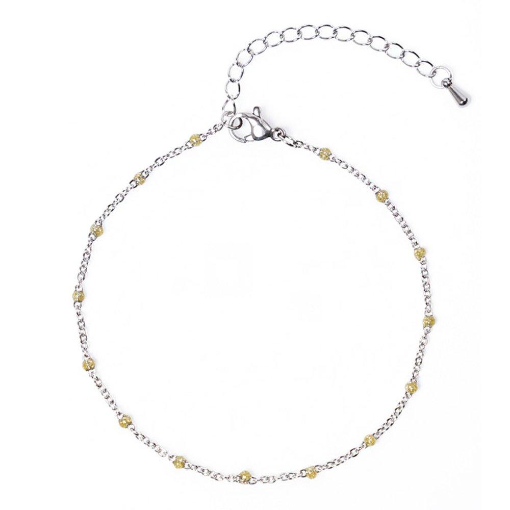 

Fluorescent Ball Surgical Steel Chain Anklet (C2001-Ac621_Sv) For men