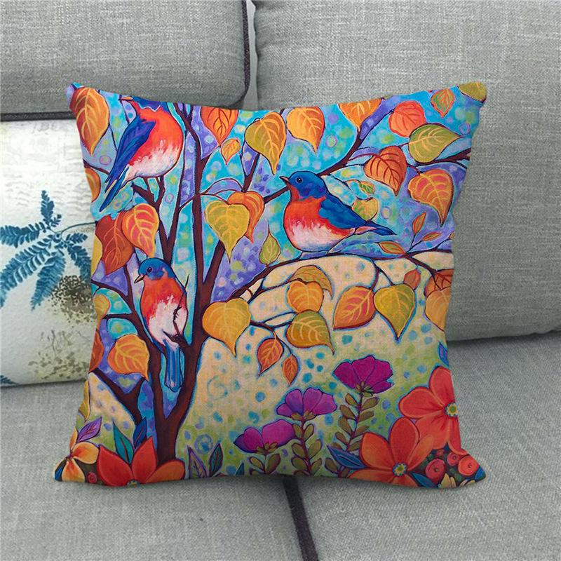 Pumpkin Plant Watercolor Painting Digital Printing Short Plush Pillow Covers For Car Sofa Office Cushion Cover Home Goods