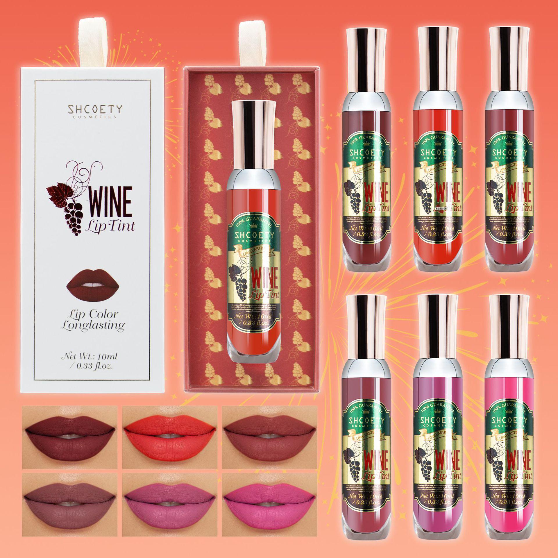 

Red Wine Lip Stain: Long-Lasting Matte Velvet Liquid Lipstick 10ml