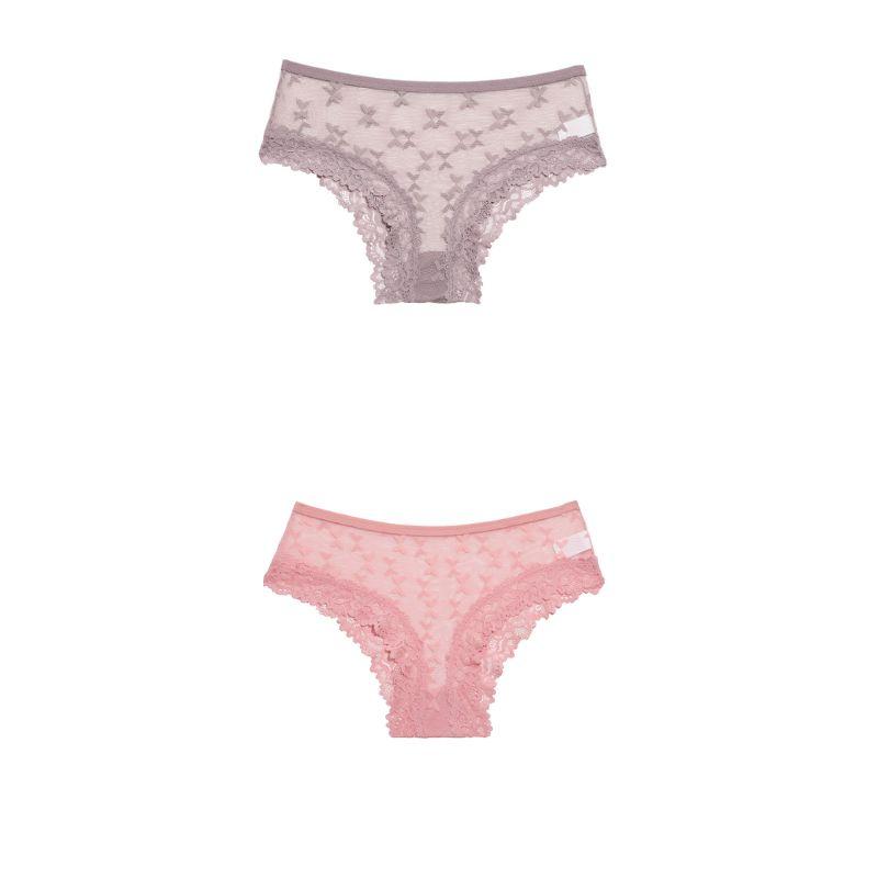 FINETOO 2 BUC./SET Femei Chiloți din dantelă Lenjerie moale Lenjerie respirabilă Bumbac Lenjerie confortabilă Perspectivă