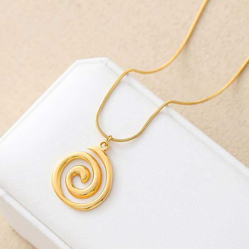 Bohemian Beach Spiral Pendant Necklace With Titanium Steel For Daily Wear