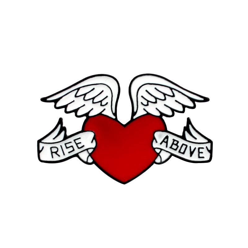 Red Heart, Black & White Skull, and Star Brooches: European & American Clothing Accessories