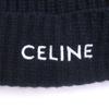 Pristine CELINE Knit cap Logo embroidery beanie Navy cashmere mens 2AG83207O Used