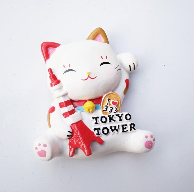 1Pc Hand-painted Magnetic Refrigerator Stickers Lucky Cat Series Tourist Souvenir Refrigerator Stickers