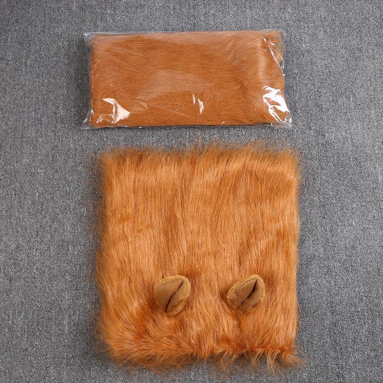 Dogs Emulation Lion Hair Mane with Tail for Medium To Large Sized Dogs Max 80cm Head Circumference Pet Cosplay Cap Scarf