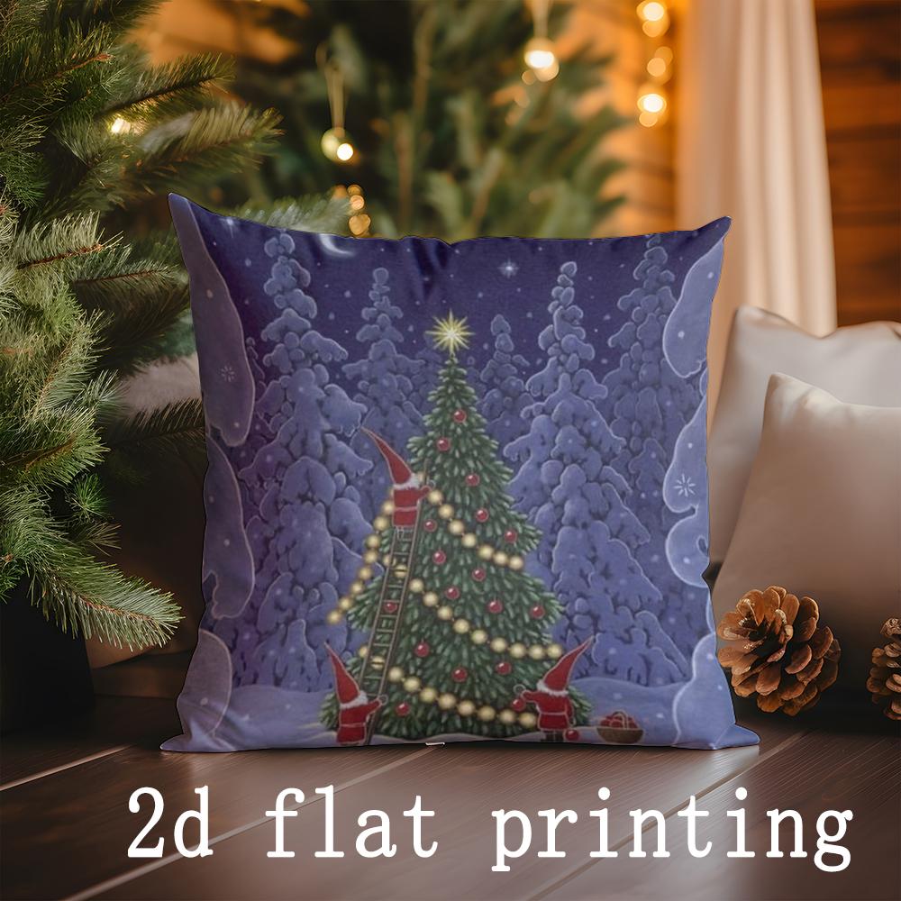 Home Decor Christmas-themed Winter Scenes Pillow Covers Pattern Cushion Cover Suitable for Sofa Bedroom Car Pillow Cover