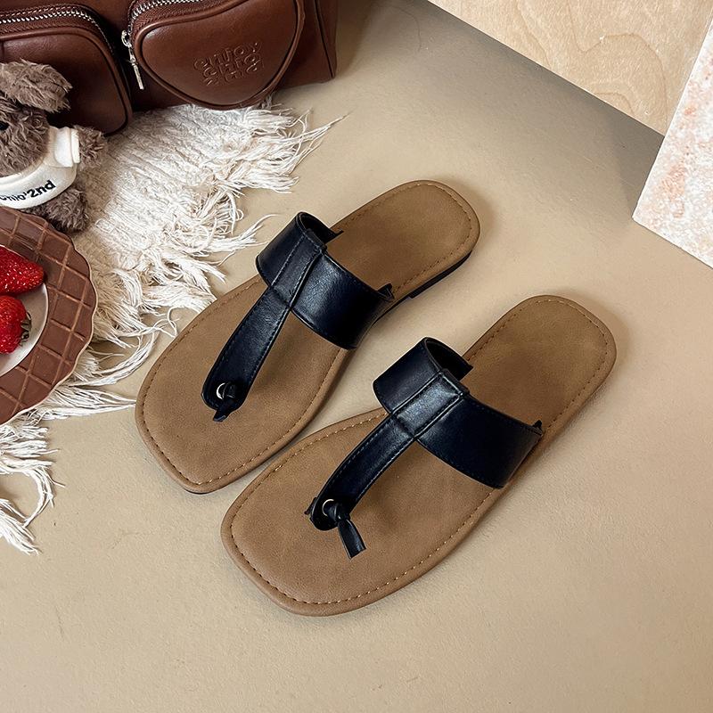 

Летние пляжные крутые тапочки мягкая подошва модные универсальные сандалии круглый носок пляжные прямые женские шлепанцы 40