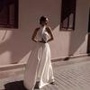 Damen Halter Neck Ärmellos Locker Passform Einfarbige Cutout Hohe Taille Mit Gürtel Weiter Bein Jumpsuit Elegantes Sommerurlaub Playsuit Outfit