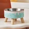 Anti-Spill High-Footed Stainless Steel Pet Bowl for Cats and Dogs with Neck Protection