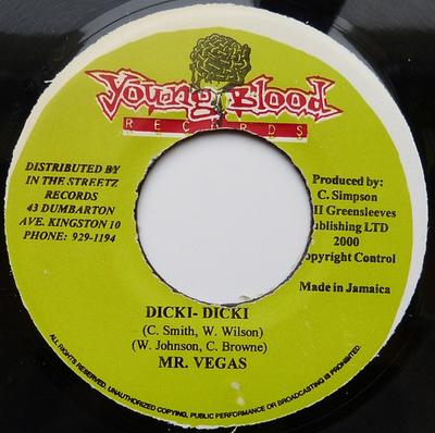 7inch Record MR. VEGAS - Dicki-Dicki NONE Young Blood Rec 2000 Jamaica Reggae, Ska & Dub Used
