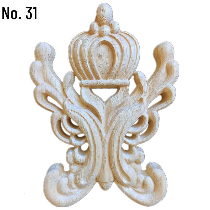 Europäische Massivholz-Schnitzerei-Applikation: Dekorative Blumen Schleife für Wände & Möbel