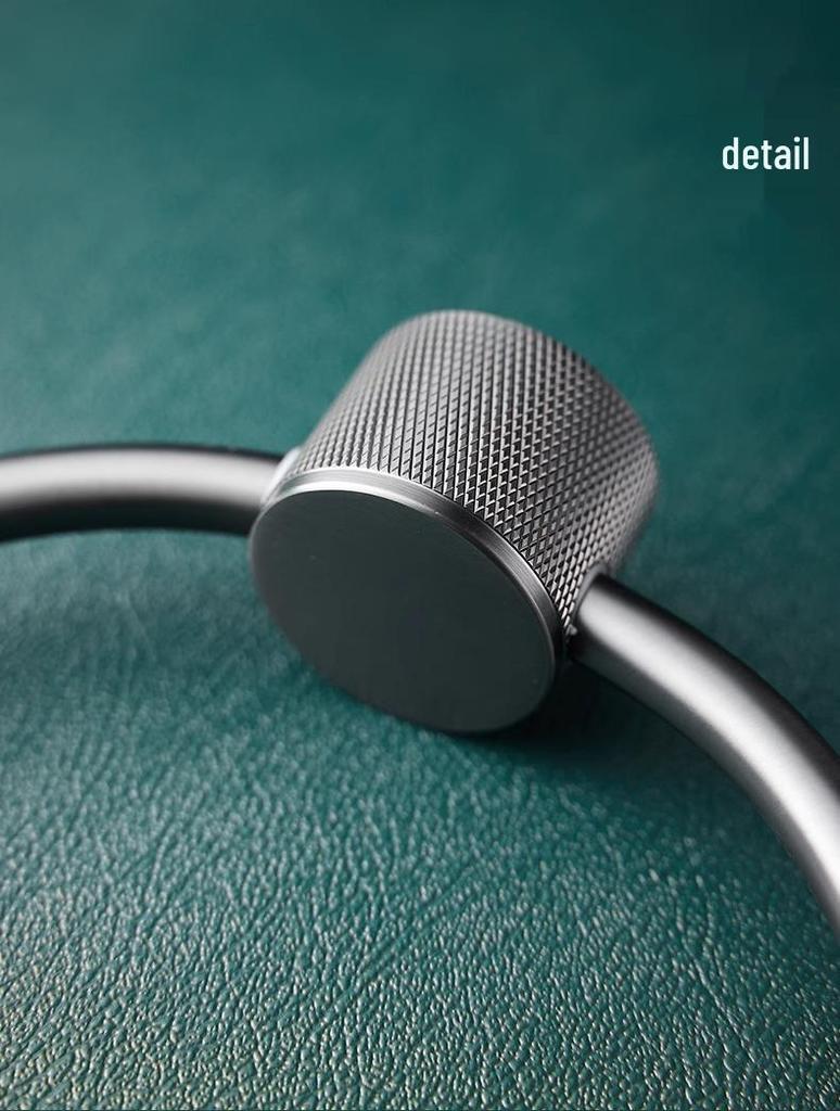 Gunmetal Gray All-Copper Round Wall-Mounted Bathroom Towel Ring