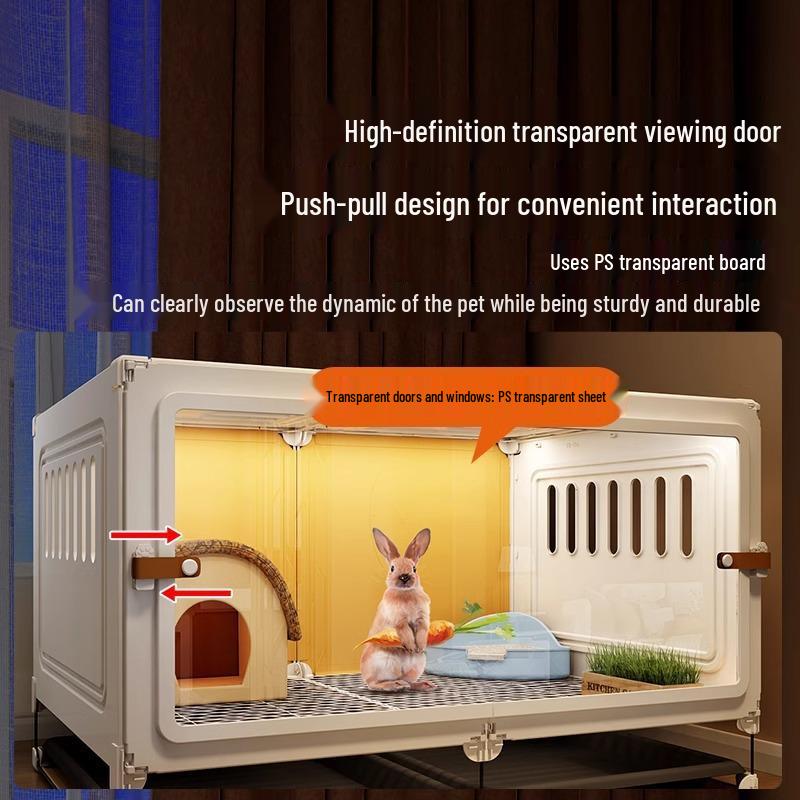 Großer Kaninchenkäfig mit integrierter Toilette für Zuhause - Geeignet für Meerschweinchen und Zierhaustiere