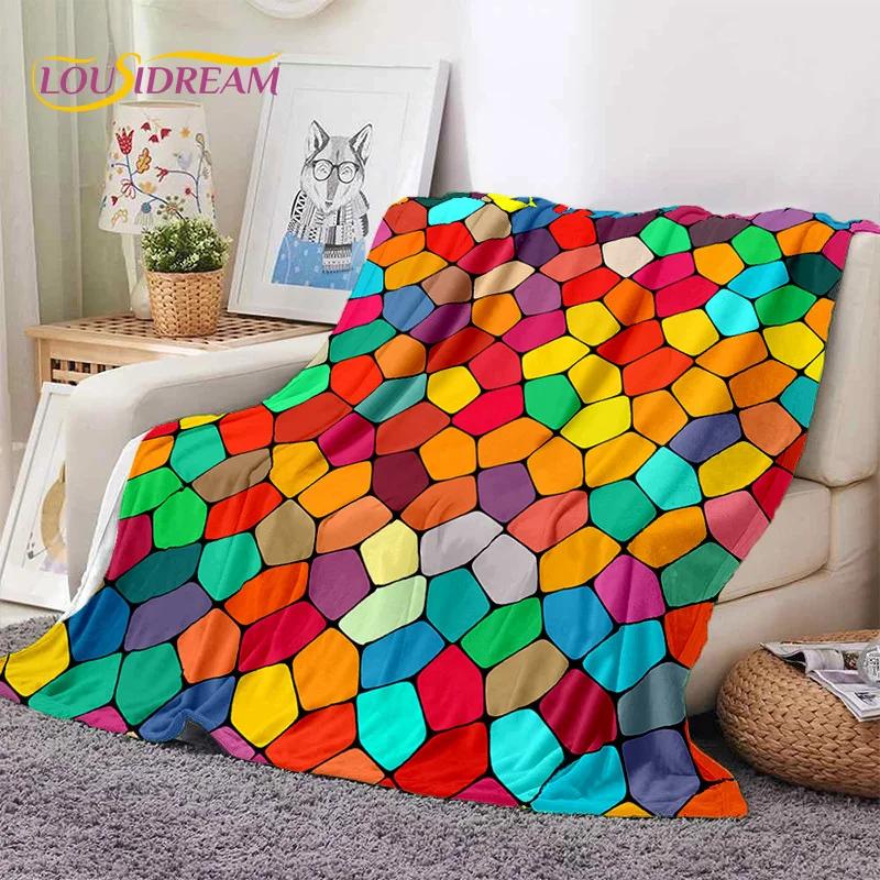 Rainbow Colour Illusion Cartoon Soft Flannel Blankets,Throw Blanket Comfortable Blanket for Picnic Beds Sofa Home Bedroom Gifts