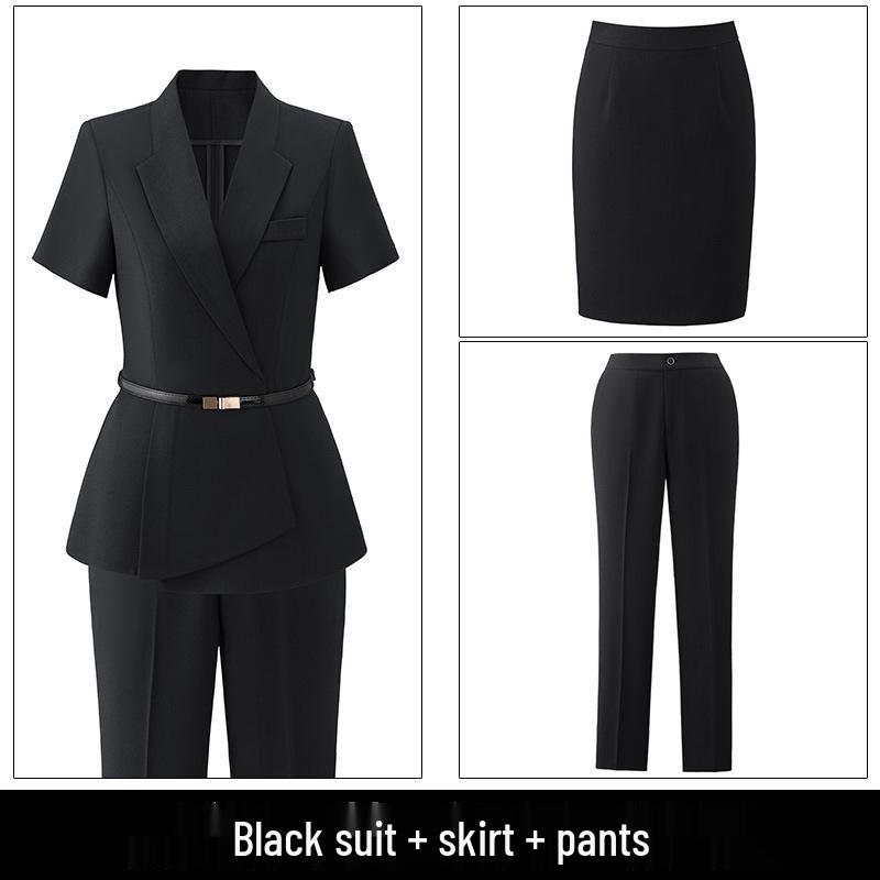Women's High-End British Style Summer Suit Set - Professional Workwear for Sales Managers