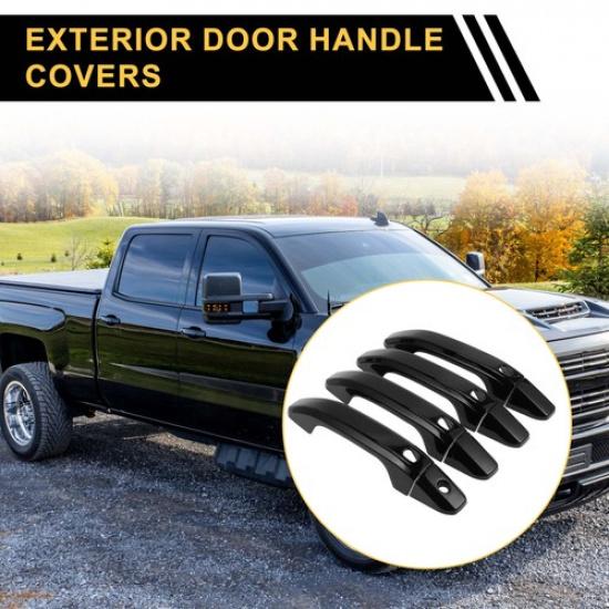 4pcs Exterior Door Handle Cover for GMC Yukon 2015- with 4 Keypad Black