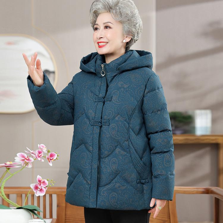 

Пухо-хлопковая куртка для женщин среднего и пожилого возраста с капюшоном, утолщенное хлопковое пальто 60-летней бабушки, теплая хлопковая куртка тещи 5XL