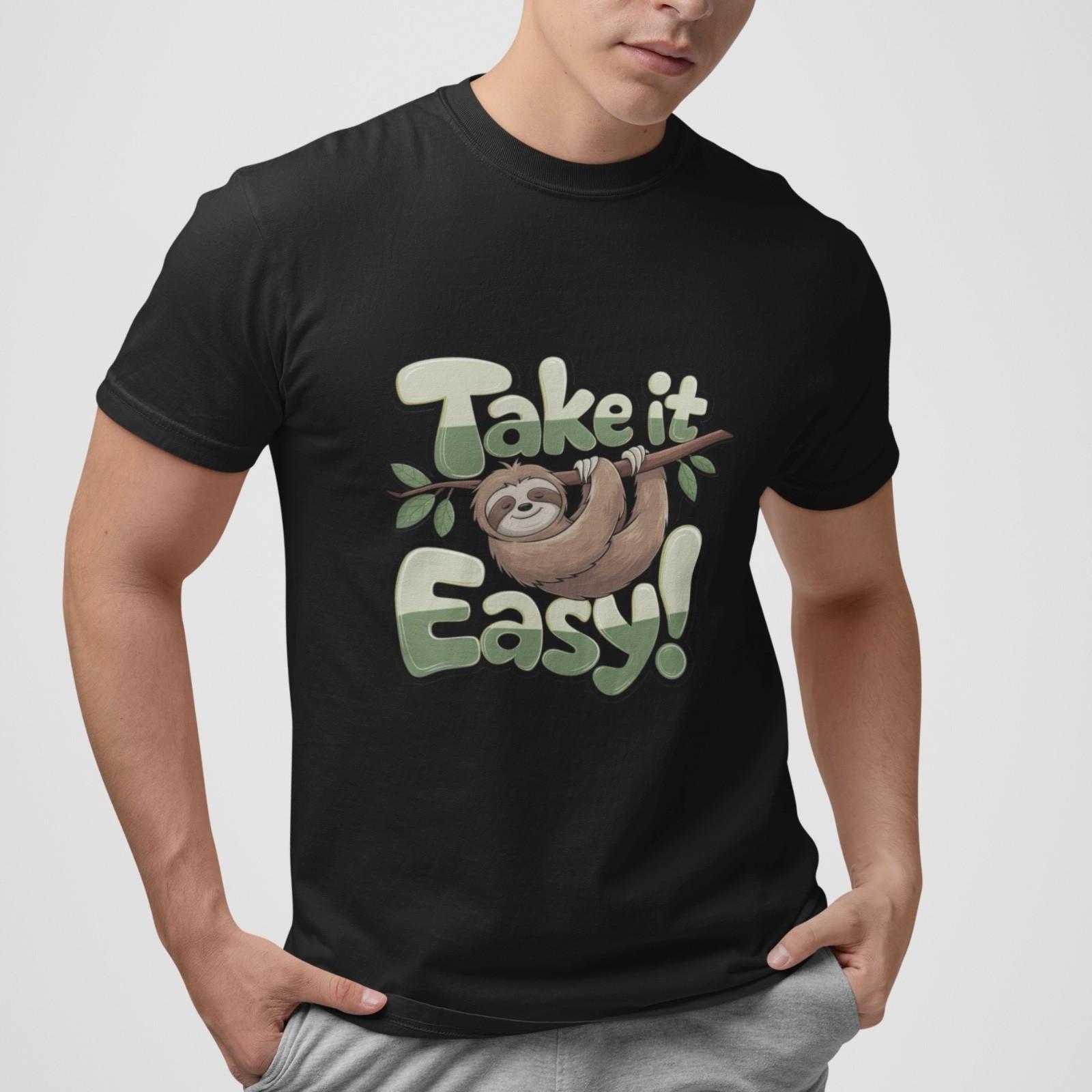 Take It Easy Sloth T-Shirt Funny Cute Animal Graphic Tee Chill Relax Unisex Gift L