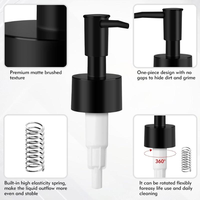 Reusable Soap Pump Heads Easy Installation Soap Dispenser Pump Plastic Texture Suitable for Various Neck Size Bottles