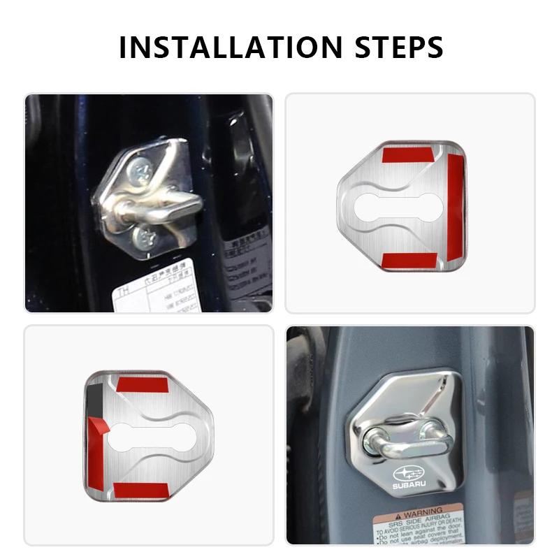 4PCS Car Door Lock Cover Stainless Steel Protection Accessories For Subaru STI Forester Impreza Legacy Outback XV BRZ WRX