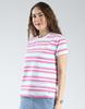 MONTE CARLO Women's Oversized Round Neck Striped Half Sleeve Top