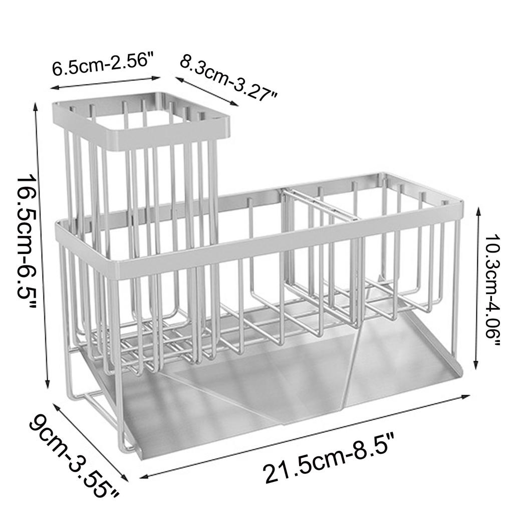 AKOZLIN Sponge with One Movable Sponge Stainless Steel Sponge Detergent Sponge and Scrubber Sponge for Silver 2-in-1 Holder, Rust-Resistant, Divider,