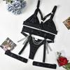 European Motorcycle Chain Garter Lingerie Set for Women