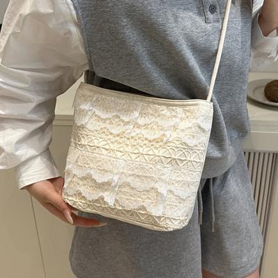 Korean Niche Design Lace Shoulder Bag Women's 2025 New Large-capacity High-value Daily Tote Bag