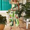 Women's Fashion Christmas  Print Casual Retro Sleeveless Button Jumpsuit