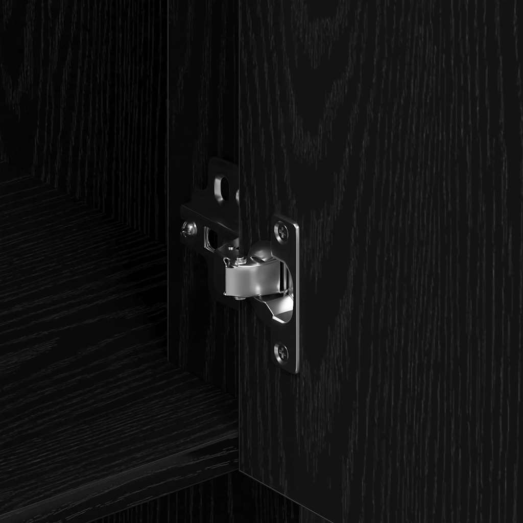 Highboard Black Oak Effect 80 X 33 X 150 Cm Engineered Wood