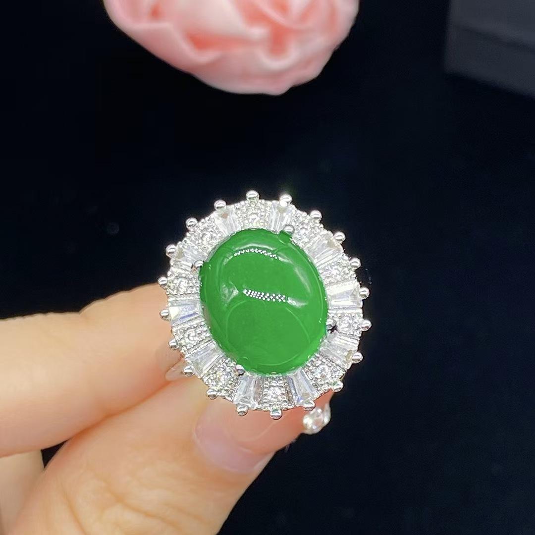 

Новый продукт Имитация натурального ледяного халцедона яшмы Открытое кольцо для женщин, высококачественное кольцо с бриллиантами opening adjustable