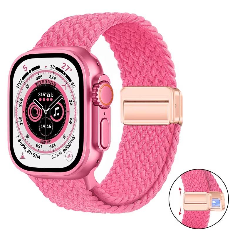Nylon Braided Band For Apple Watch Series Ultra 3 2 1 49mm 11 10 46mm 42mm 9 8 7 45mm 41mm Magnetic Strap iWatch 6 5 SE 44/40mm Belt