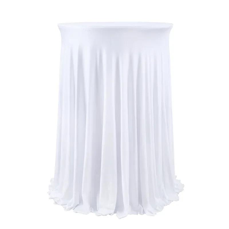 Round Spandex Cocktail Table Covers with Skirt, 32x43 Inch Stretch Fitted High Top Table Cover For Bar Wedding Party Banquet