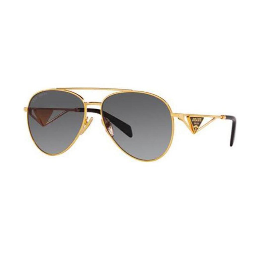 Prada Triangle Logo Pattern Metal Pilot Sunglasses Women sunglasses Gold PR73ZS5AK5W1