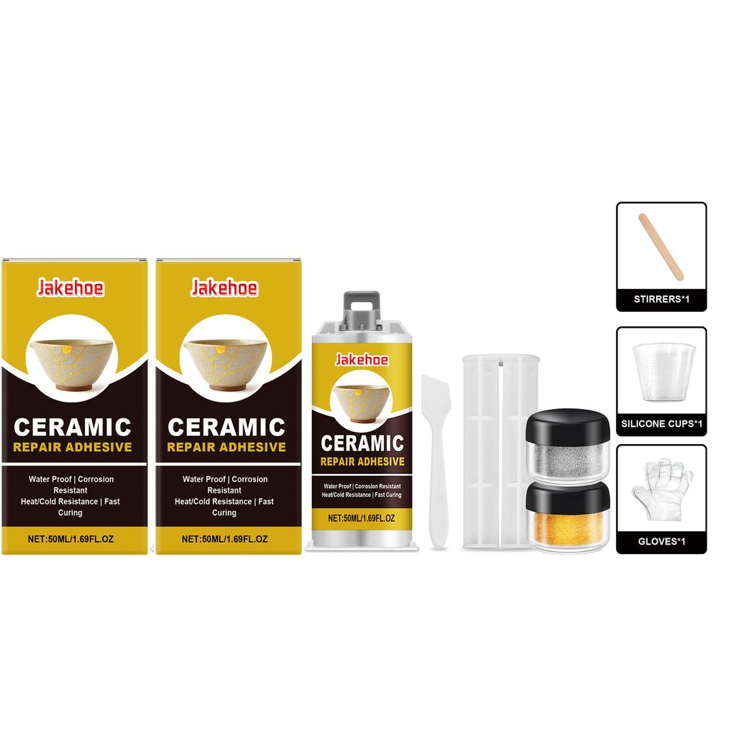 Ceramic Repair Adhesive Kit Repair Ceramic Glass Beautify Cracks Heat & Cold Resistant Fast Curing Waterproof Crack Repair Glue