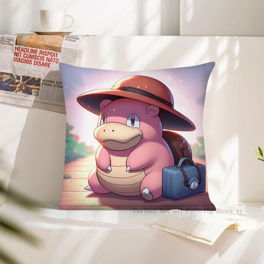 MINISO Pokemon Slowpoke Cute Pillow Case Fashion Square Pillowcase Bedroom Sofa Room Ins Decoration Leisure Cushion Cover