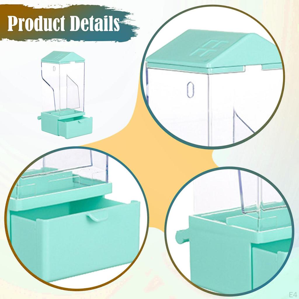 Automatic Bird Feeder Cage Accessory Clear Reusable Pull Out Bottom Tray Parrot Dispenser for
